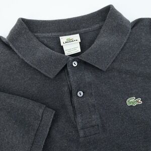 Lacoste Mens  Polo Shirt Gray Short Sleeve Classic Logo Casual Mens Size 8 (XXL)